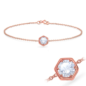 Rose Gold Plated CZ Hexagon Silver Bracelet BRS-539-RO-GP